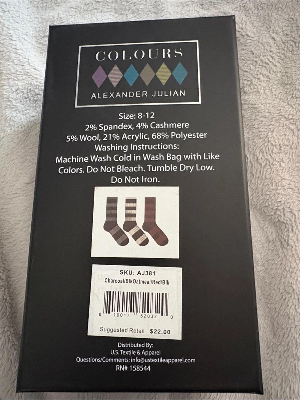 Alexander Julian Crew Socks 3 Pack - Red, Beige & Black